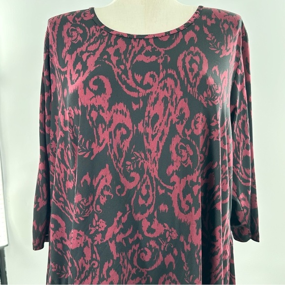Faded Glory top size 3X 22-24W purple black Paisley asymmetrical hem career - Picture 3 of 12